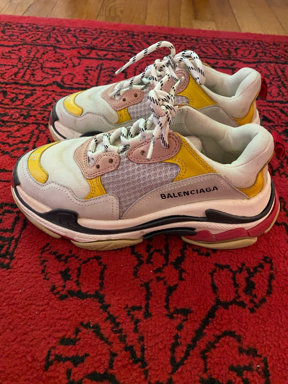 Balenciaga Triple S Sneakers in Yellow, Pink & Black Accent - Picture 7 of 9